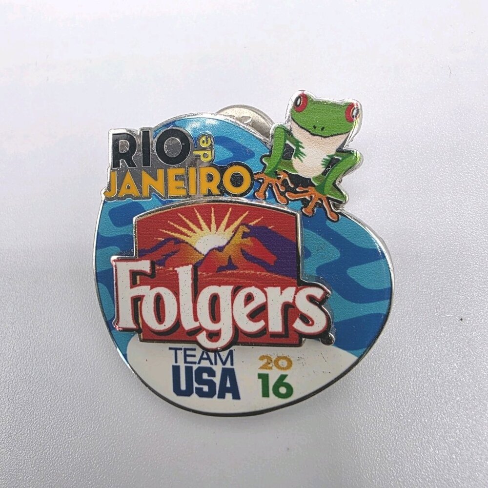 Very Rare 2016 Rio FOLGERS Frog USA Olympic Team NOC Prototype Pin-on-Pin‎